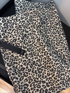 Nicole Miller Leopard Print Pants Black & Cream